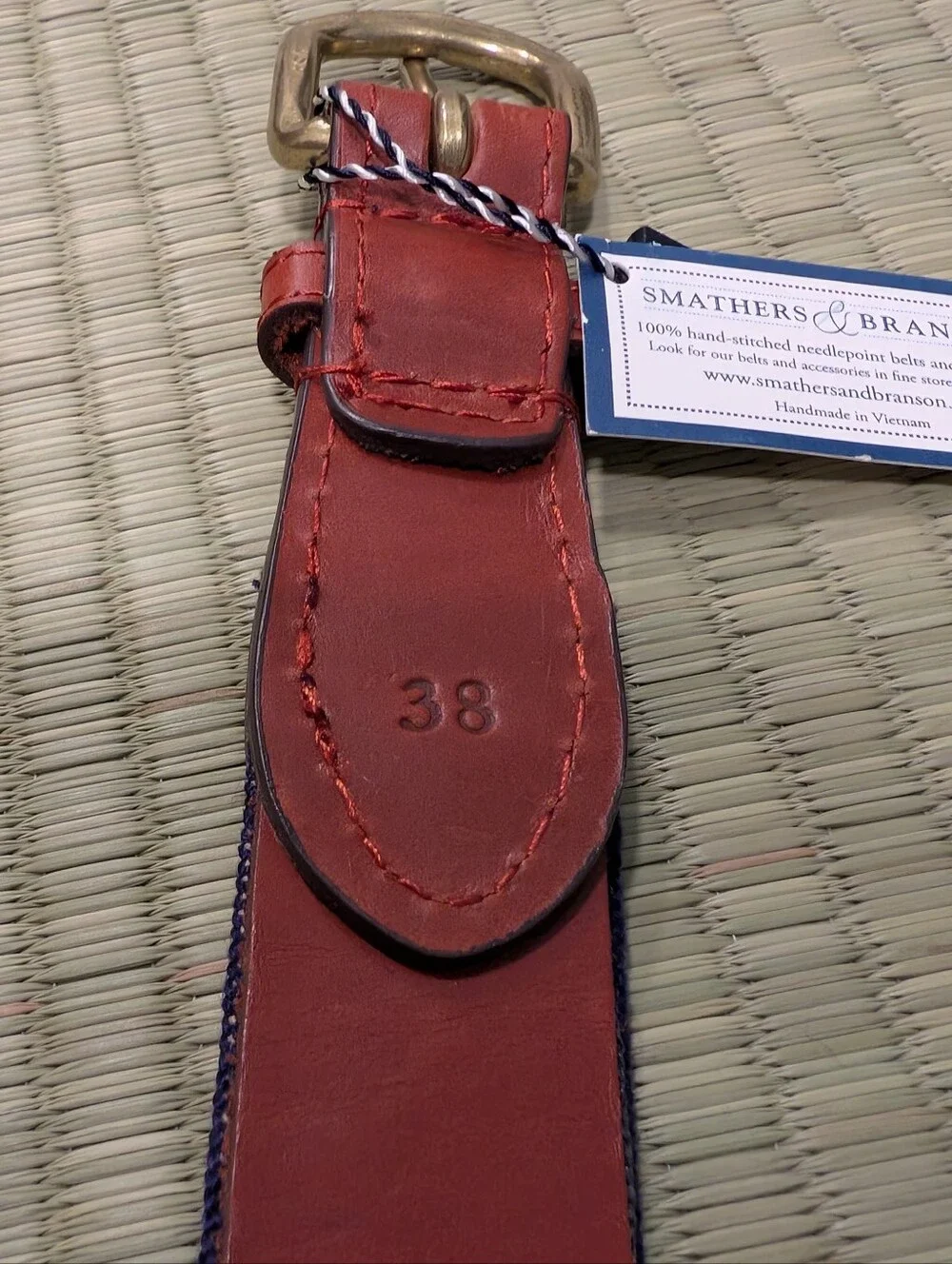 NWT Smathers & Branson Fish & Tackle Needlepoint Belt Size 38